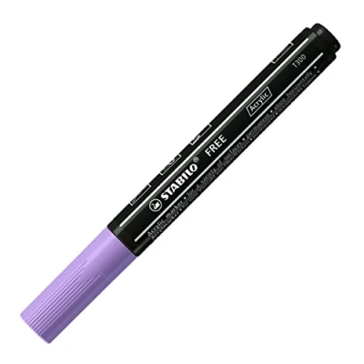 Imagen de Marcador acrílico STABILO FREE Acrylic T300 Punta redonda 2 3mm Caja con 5 unidades color lila claro