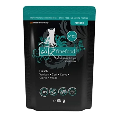 Imagen de catz finefood Purrrr Comida húmeda para Gatos monoproteína con sensibles a la nutrición, 70% de Carne, 16 Bolsas 85 g