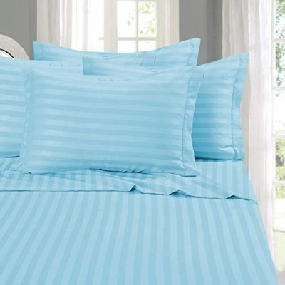 Imagen de Elegant Comfort Stripe Bed Sheets Sábanas, Aguamarina, Matrimonio Doble