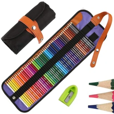 Imagen de 50 Lapices de Colores para dibujo profesional, lapiz colorear pinturas y Bosquejo Material Set, Incluye sacapuntas, Conjunto Ideal Adultos Niños