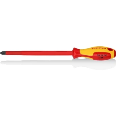 Imagen de Knipex Destornillador para tornillos cruciformes Phillips® bruñido, mango aislante en dos componentes, según norma VDE 320 mm 98 24 04