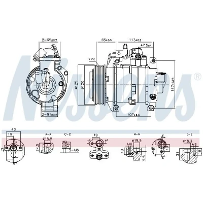 Imagen de NISSENS 891044 Compresor de Aire Acondicionado 10SRE18C 12 PAG 46 R 134 a