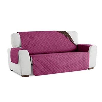Imagen de S &amp; T Funda Cubre Sofá Reversible. Protector de Acolchado Antiácaros Fabricado en España Poliéster 100% (4 Plazas, Malva)