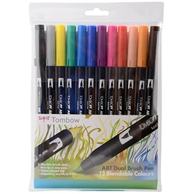 Imagen de Tombow ABT 12C 1 Rotuladores (12 unidades, punta de pincel doble, colores primarios)
