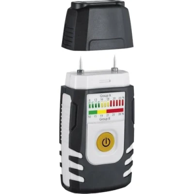 Imagen de LASERLINER WoodTester Compact Medidor de humedad/Comprobador humedad Mediciones precisas Madera Pantalla LED Doble escala Función autocomprobación Fácil manejo