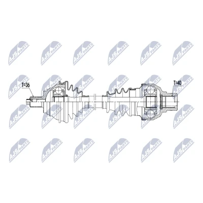 Imagen de NTY NPW VW 228 Árbol de transmisión Eje delantero, izquierda 495mm Caja cambios manual, 6 marchas SEAT: Alhambra II, VOLKSWAGEN: Sharan II