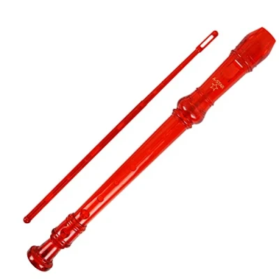 Imagen de A Star Soprano/Descant School Recorder Instrumento, digitación inglesa/barroca Clave de C con tabla aprendizaje, bolsa, varilla limpieza Rojo