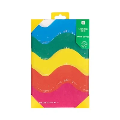 Imagen de Talking Tables Mantel de papel arcoíris para suministros fiesta infantil, orgullo, temática los años 60 Desechable, Ecológico, Vajilla Reciclable Rectangulares 180cm x 120cm