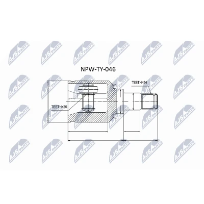 Imagen de NTY NPW TY 046 Junta Homocinética Eje delantero, izquierda TOYOTA: Avensis I Berlina
