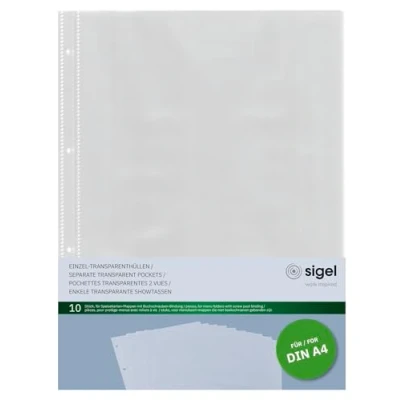 Imagen de SIGEL SM190 Fundas transparentes para cubierta, A4, 10 unds.