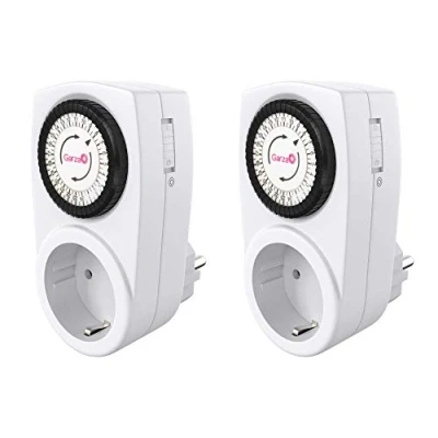 Imagen de Garza temporizador analógico para interiores, juego de 2, enchufe programable, diario (24 h), máximo 3680 W, 16 a/ 230 V/50 Hz, blanco