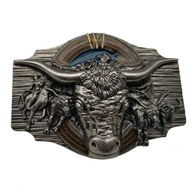 Imagen de Xwest Hebilla de cinturón Longhorn Cowboy Cowgirl Bull Rodeo Western Texas Belt Buckle
