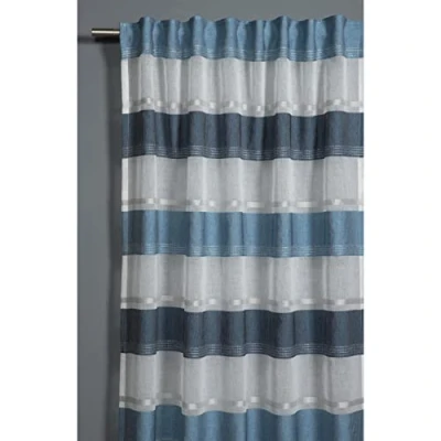 Imagen de Gardinia Cortina con Trabillas Ocultas y Cinta translúcida, 140 x 175 cm, Color Blanco Azul