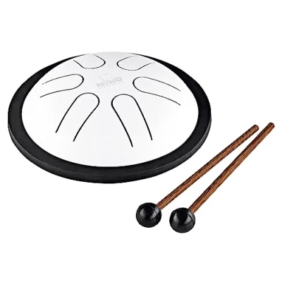 Imagen de Nino Percussion Mini Melody Tambor de lengua acero con mazos para todas las edades, crear canciones fácilmente, música aula, 2 años garantía, Color Blanco (NINO980WH)