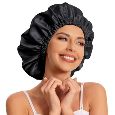 Imagen de gorro de satén seda para dormir, dormir cabello natural y rizado (circonita azul)