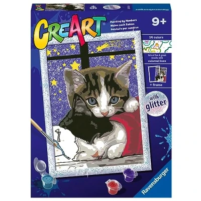 Imagen de Ravensburger CreArt Serie D: Gatitos, Kit para Pintar por Números, Contiene una Tabla Preimpresa, un Pincel, Colores y Accesorios, Juego Creativo Niños Niñas 7+ Años