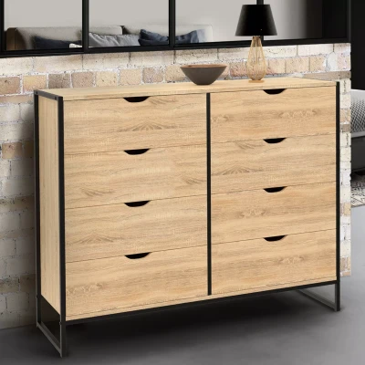 Imagen de IDMarket Cómoda 8 cajones Detroit 115 cm, diseño industrial