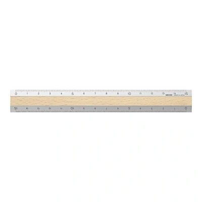 Imagen de Midori Regla de aluminio y madera, 15 cm, color marrón claro (42257006)
