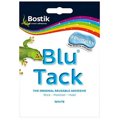 Imagen de Adhesive Bostik BLU TACK BLANCO Original Reutilizable Pegajoso Hogar Escuela Oficina Paredes HACKS SIN MARCAS Safe Craft Art Clean Handy (1 x Pack (SAMPLE) TACK)