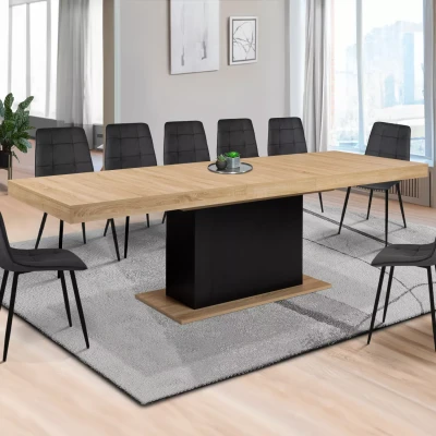 Imagen de IDMarket Mesa de comedor extensible rectangular Eden 10 12 personas madera y negro 200 250 cm