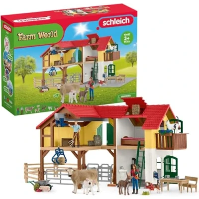 Imagen de schleich 42407 Granja con establo y animales, a partir de 3 años, FARM WORLD playset, 70 x 45 33 cm
