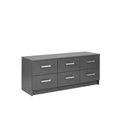 Imagen de Inter Link Cómoda Armario recibidor Aparador Moderno 6 cajones Gris Elenzio 6S