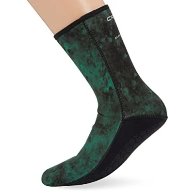 Imagen de CRESSI TÉCNICA Scorfano Camouflage Socks 3mm Escarpines de Buceo, Camuflaje Verde, XL 44/46