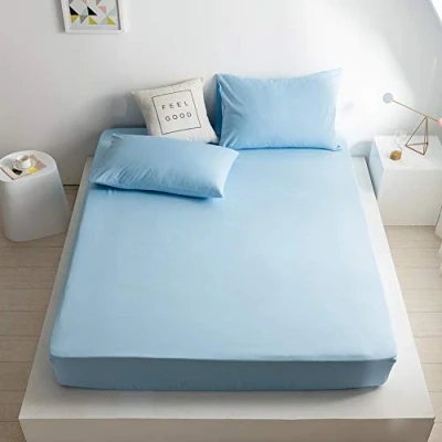 Imagen de Good Nite Sábanas bajeras Super King de 25 cm con Bolsillo Extra Profundo, Suaves y Transpirables (Azul, King)