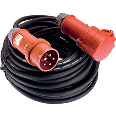 Imagen de as Schwabe 60548 Alargador CEE 400V / 16A, 25m H07RN F 5G2,5 con enchufe de inversión fase, negro, IP44 comercial, obra