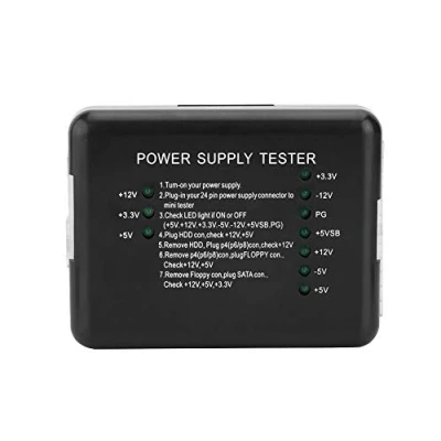 Imagen de Comprobador de Fuente alimentación 20/24 Pines para ATX/SATA/HDD/HDD/Floppy, Negro