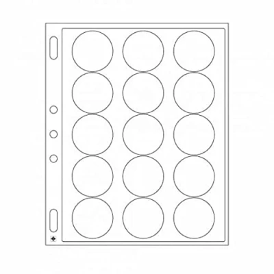 Imagen de hojas p.monedas ENCAP, para 15 cápsulas d. moned.con undiámetro interior d.44 hasta 45 mm