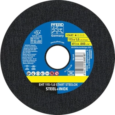 Imagen de PFERD Caja de discos corte 1,0 mm 10 115 x 22,23 en práctica lata, 69121067 para un alto rendimiento separación y una sólida vida útil acero inoxidable