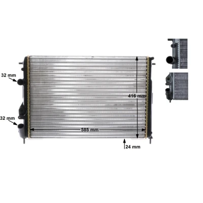 Imagen de MAHLE ORIGINAL CR 493 000S Radiador, refrigeración del motor para vehículos con climatizador 585 416 28 Aletas unidas mecánicamente