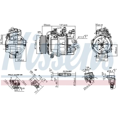 Imagen de NISSENS 890755 Compresor de Aire Acondicionado 7SEU17C 12 PAG 46 R 134 a