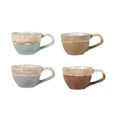 Imagen de H&amp;h set 4 tazze caff malika in stoneware assortiti cc110