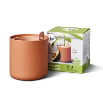 Imagen de elho Amazing Avocado Pot 12 Macetero para Cultivo y Cosecha de plástico 100% Reciclado, diámetro 12,0 x 12,1 cm Alto, Color marrón/Toffee