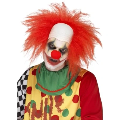 Imagen de Smiffys Peluca de payaso, deluxe, Rojo, con cabeza calva