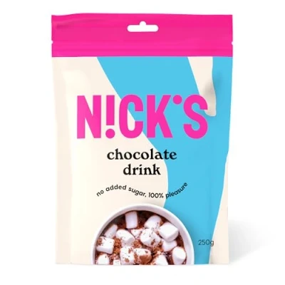 Imagen de NICKS Chocodrink, Chocolate instantáneo, Cacao en polvo sin azúcar añadido Más Porciones 250g (35 Porciones)