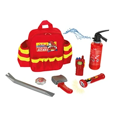 Imagen de Theo Klein 8900 Mochila de bomberos Fire Fighter Henry, con linterna a pilas, extintor, robusta reflector y correas, Medidas 28 cm x 25 8.5 cm, Juguete para niños partir 3 años