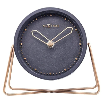 Imagen de NeXtime Reloj de mesa &quot;CROSS TABLE&quot;, muy silencioso, polirresina / metal, negro, redondo, 17,5 x 15,5 cm