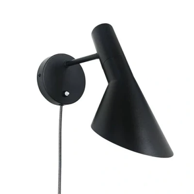 Imagen de B·LED BARCELONA LED Lámpara de pared con Cable Enchufe e Interruptor Lectura Diseño Elegante Moderno Nórdico Aplique Orientable Negro para Dormitorio casquillo E27