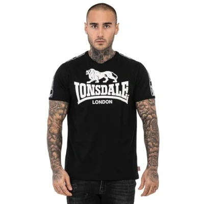 Imagen de Lonsdale Normale Passform Stour Camiseta estampada, Hombre, Talla: 3XL, Black white