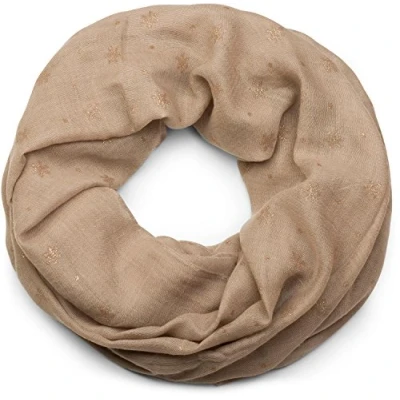 Imagen de styleBREAKER Bufanda Bucle Señoras con Purpurina Estampado Copo de Nieve, Suave Tubular Unicolor, Chal 01017064, color:Negro