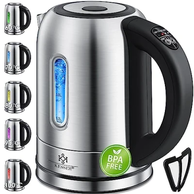 Imagen de KESSER® Hervidor de acero inoxidable 1,7 litros 2200W, selección temperatura, función mantenimiento del calor, plata