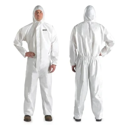 Imagen de Mono Desechable Hazmat Traje de Pintor Cuerpo Completo Alta Resistencia en 7 Tallas con Múltiples Especificaciones para Hombres y Mujeres Sin Capucha (2, Blanco, M)