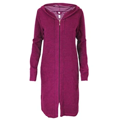 Imagen de Aquarti Albornoz con Cremallera y Capucha para Mujer, Rayas/Lila, L
