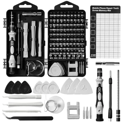 Imagen de 122 en 1 Destornilladores de Precisión Magnéticos Profesionales, Kit Destornillador Reparación Portátil para Teléfono Móvil, PS4,Xbox,PC, Computadora (gris)