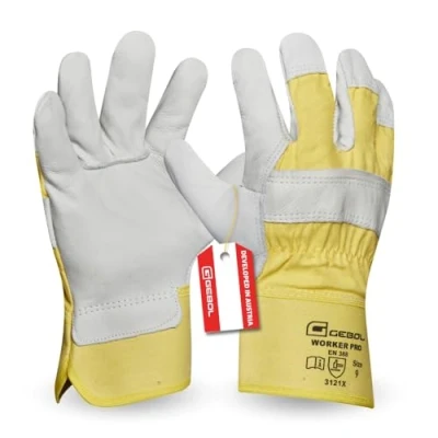 Imagen de Gebol Guantes de trabajo piel con puños largos, talla XL (10,5), color blanco