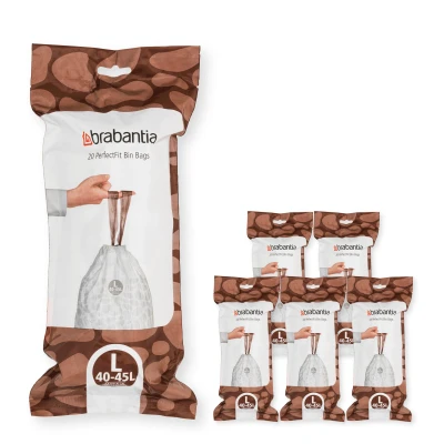 Imagen de Brabantia Bolsas de Basura PerfectFit 6 lotes (Código L/40 45L) Extra Resistentes con cinta cierre (120 Bolsas)