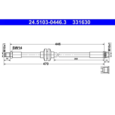 Imagen de ATE 24.5103 0446.3 Latiguillos de Freno 470 M10x1 RENAULT: Captur